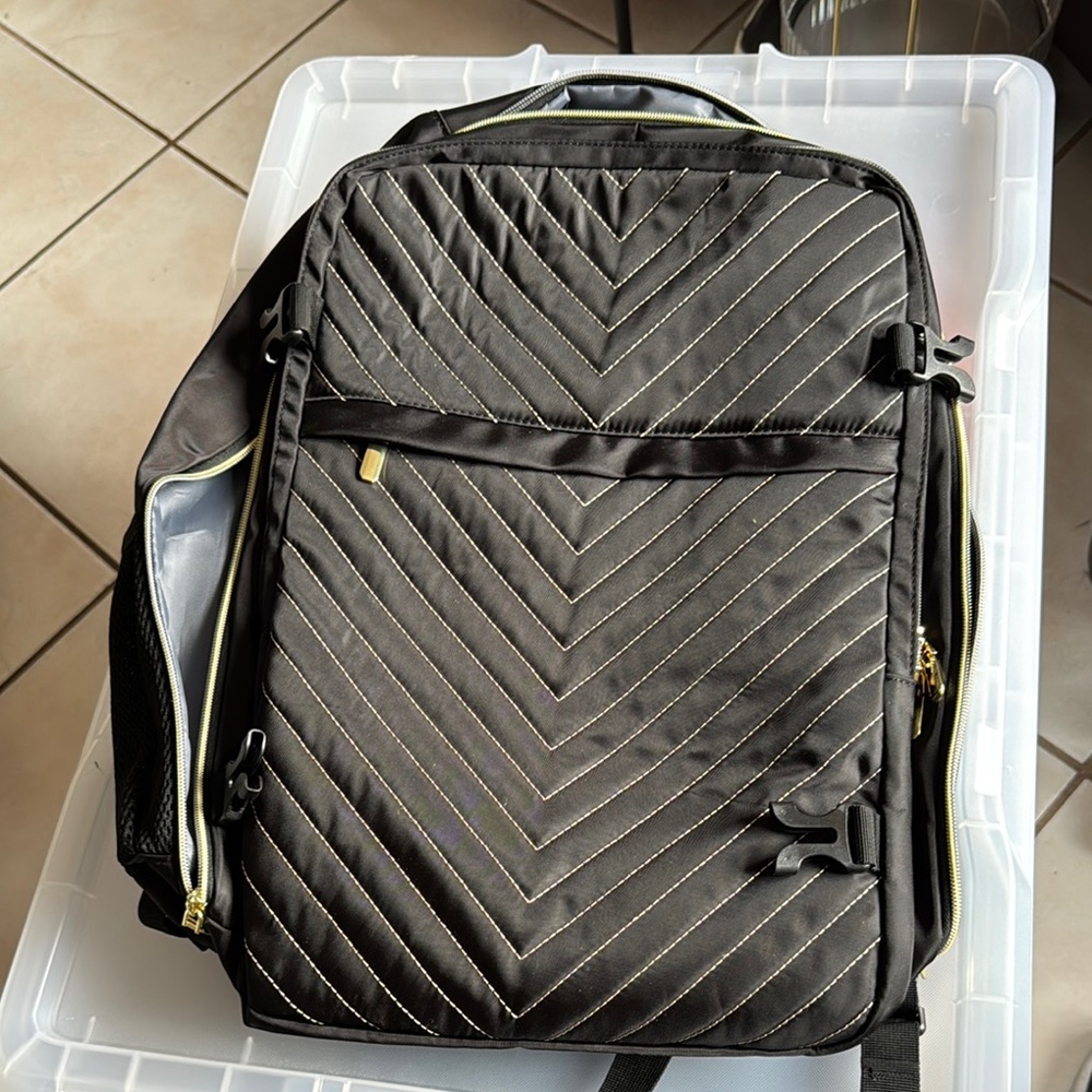 Stylish Black Quilted Backpack